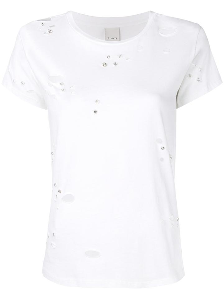 Pinko Imbarbarire Distressed T-shirt - White