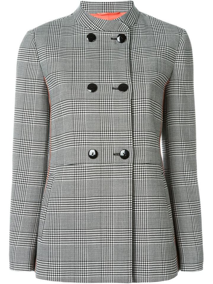 Emporio Armani Glen Check Jacket, Women's, Size: 46, Black, Polyester/spandex/elastane/virgin Wool