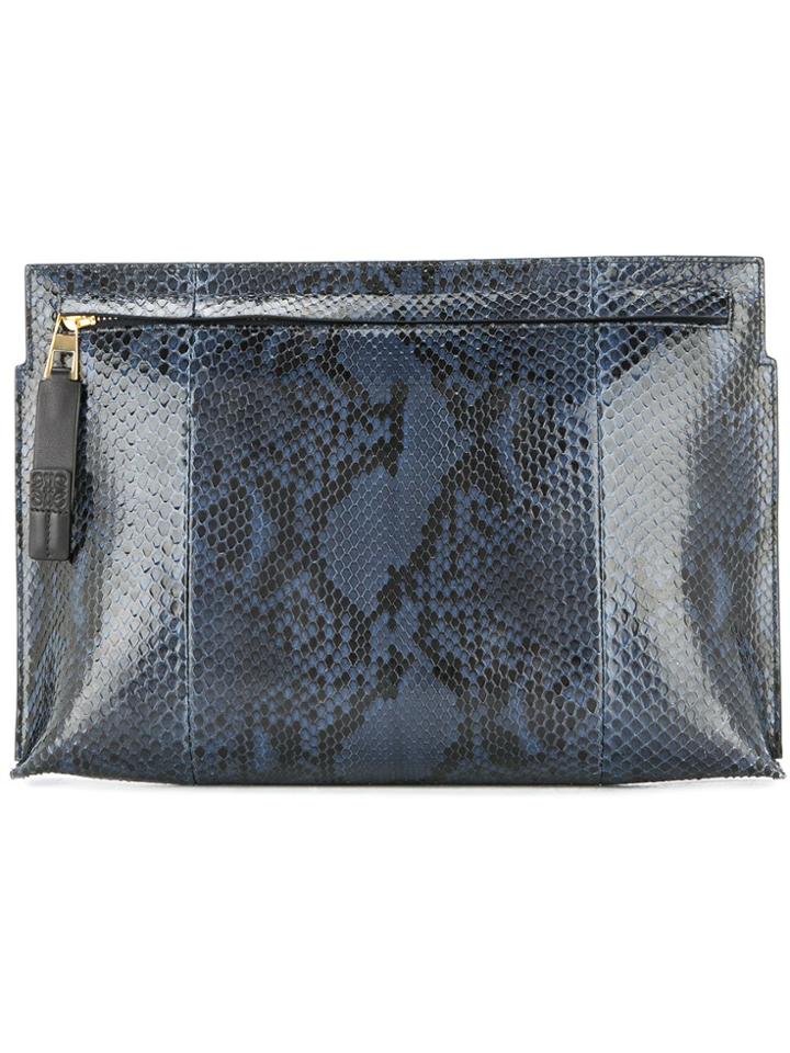 Loewe Snakeskin Clutch - Blue