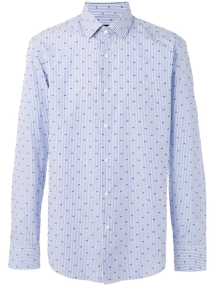 Boss Hugo Boss Dots Print Striped Shirt, Men's, Size: 42, Blue, Cotton