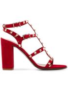 Valentino Rockstud Rolling Sandals - Red