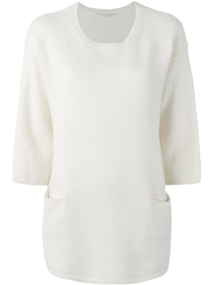 Ermanno Scervino Cropped Sleeve Sweater, Women's, Size: Medium, Nude/neutrals, Cashmere