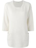 Ermanno Scervino Cropped Sleeve Sweater, Women's, Size: Medium, Nude/neutrals, Cashmere