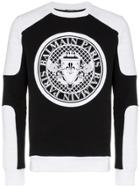 Balmain Biker Logo Print Cotton Sweatshirt - Black