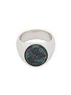 Tom Wood Metallic Oval Green Marble Sterling Silver Ring