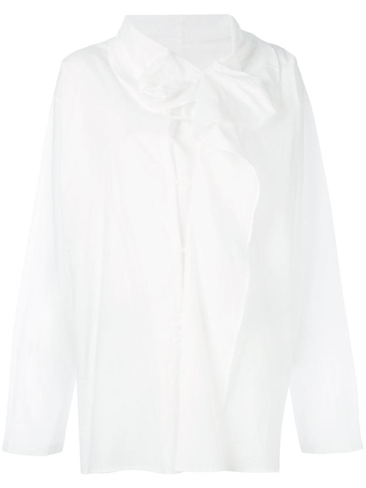 Y's - Drape Front Shirt - Women - Cotton - 2, White, Cotton