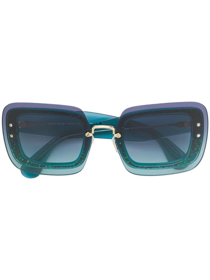 Miu Miu Eyewear Oversized Glitter Sunglasses - Green