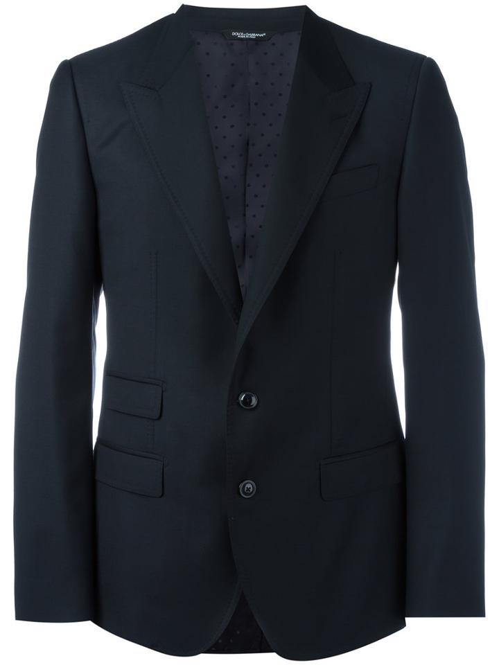 Dolce & Gabbana Classic Blazer, Men's, Size: 50, Black, Virgin Wool/acetate/viscose