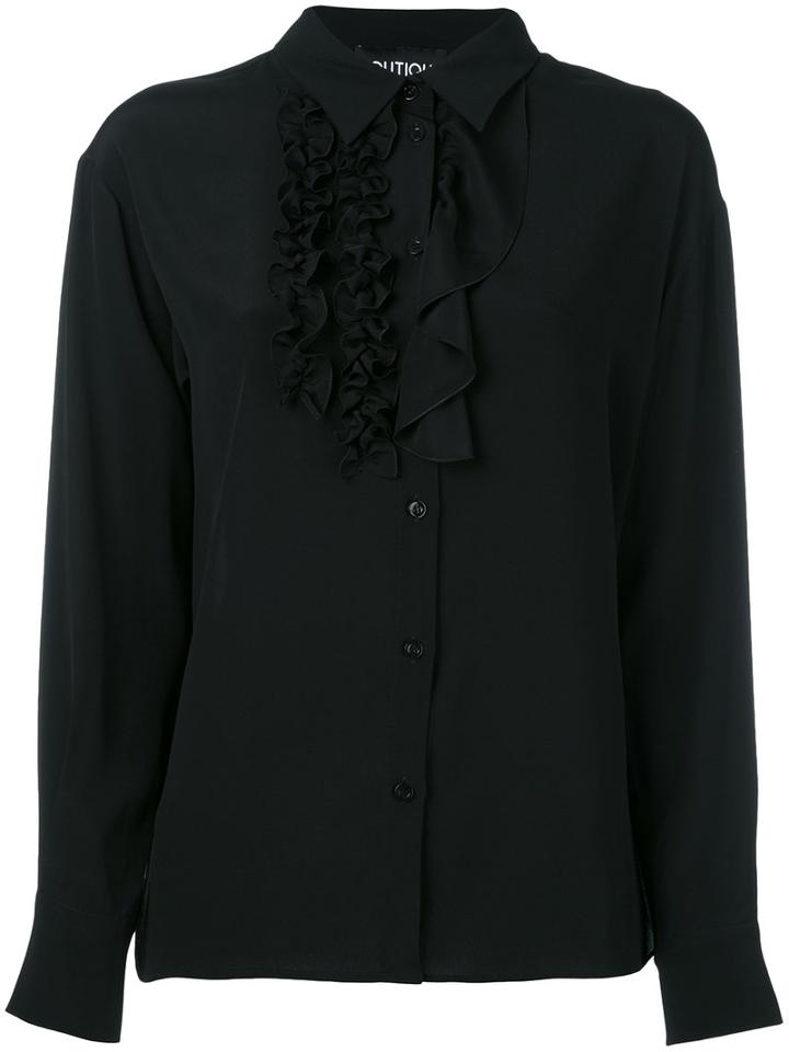 Boutique Moschino Ruffled Detail Shirt, Women's, Size: 42, Black, Silk/rayon