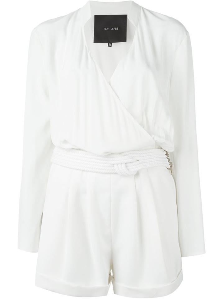 Jay Ahr Rope Detail Playsuit, Women's, Size: 34, White, Silk/nylon/wool
