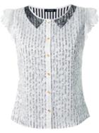Loveless - Ruffled Detail Overlay Lace Top - Women - Polyester/rayon - 34, White, Polyester/rayon