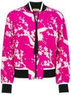 No21 Floral And Bird Print Bomber Jacket - Pink & Purple