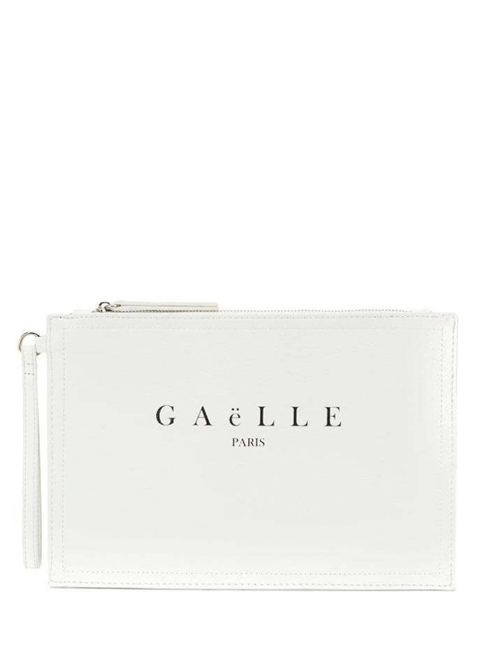 Gaelle Bonheur Logo Zipped Clutch - White