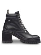 Miu Miu Leather Ankle Booties - Black