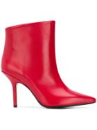 Anna F. Pointed Ankle Boots - Red