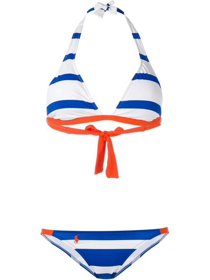 Polo Ralph Lauren Striped Bikini, Women's, Size: Xs, Blue, Nylon/spandex/elastane/polyester