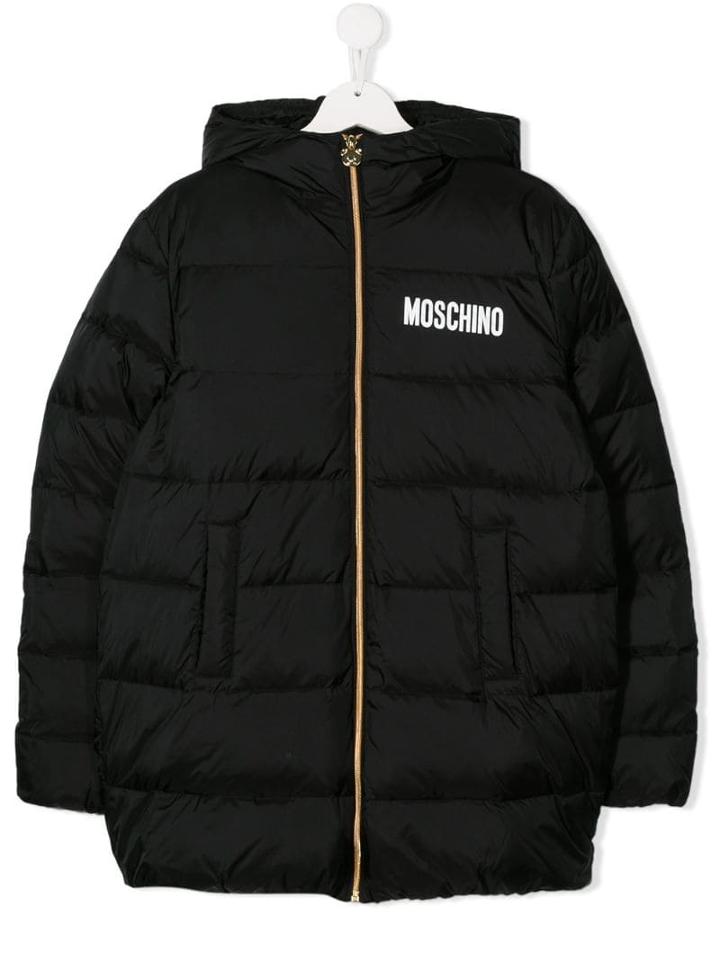 Moschino Kids Teen Hooded Padded Coat - Black