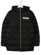 Moschino Kids Teen Hooded Padded Coat - Black