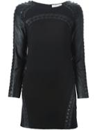 Pierre Balmain Lace-up Details Fitted Dress, Women's, Size: 36, Black, Lamb Skin/nylon/polyester/spandex/elastane