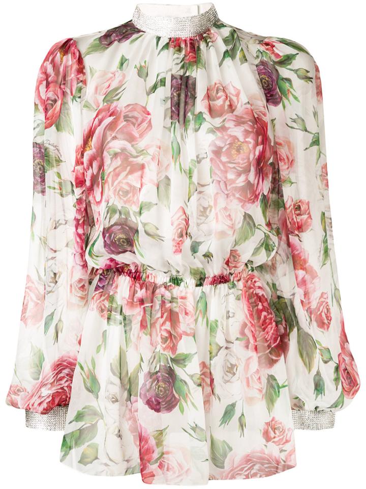 Dolce & Gabbana Peonie Print Blouse - White