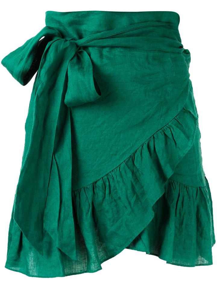 Isabel Marant Étoile - Ruffled Skirt - Women - Linen/flax/viscose - 38, Green, Linen/flax/viscose