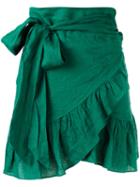 Isabel Marant Étoile - Ruffled Skirt - Women - Linen/flax/viscose - 38, Green, Linen/flax/viscose