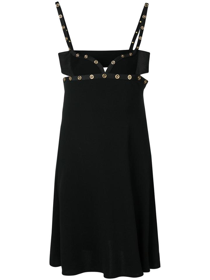 Versace Medusa Cut Out Side Dress - Black