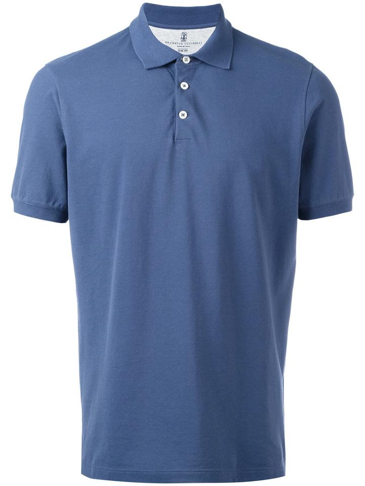 Brunello Cucinelli Classic Polo Shirt, Men's, Size: Small, Blue, Cotton