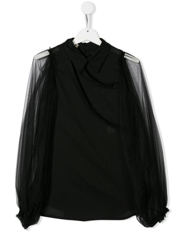 Anja Schwerbrock Teen Sofia Sheer Sleeve Blouse - Black