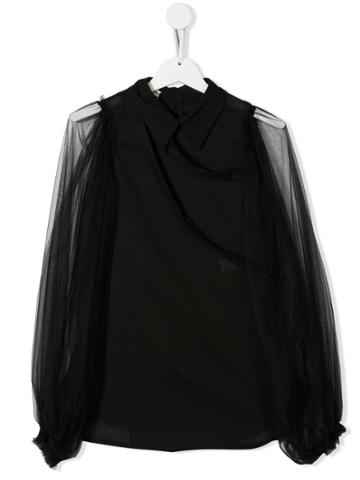 Anja Schwerbrock Teen Sofia Sheer Sleeve Blouse - Black