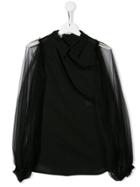 Anja Schwerbrock Teen Sofia Sheer Sleeve Blouse - Black