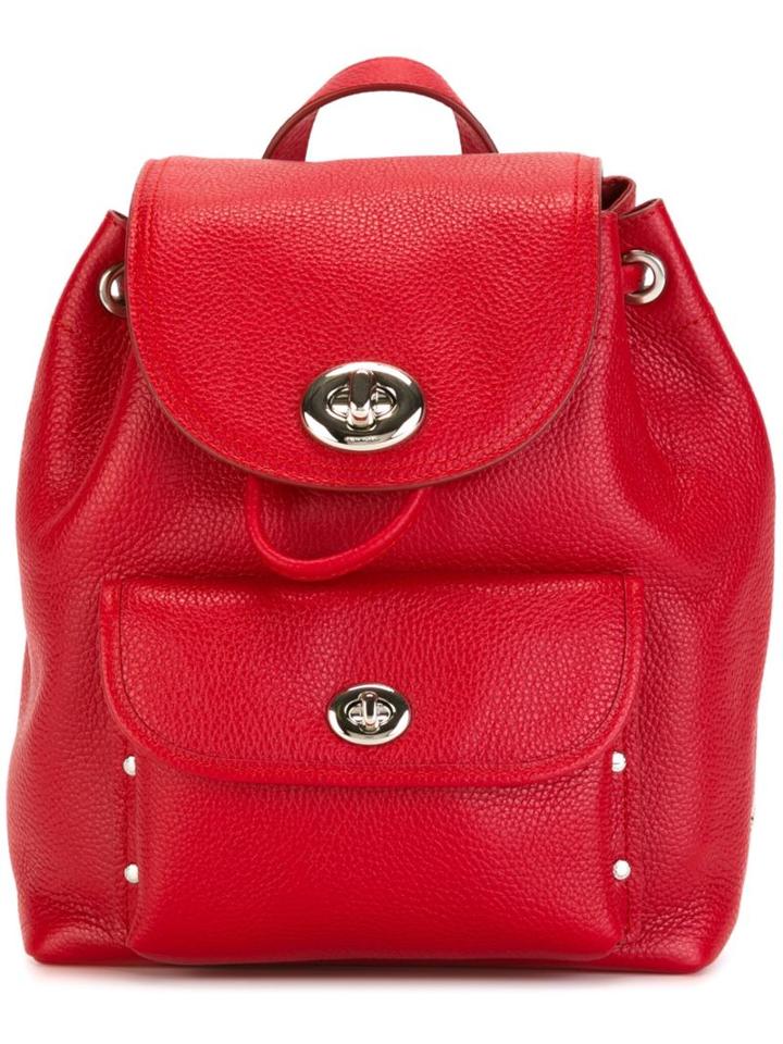 Coach Small Flap Opening Backpack, Red, Leather