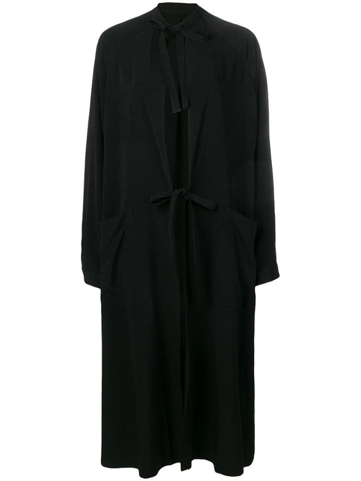 Y's Tied Cape Style Coat - Black