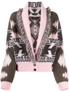 Alanui Intarsia Knit Cardigan - Pink