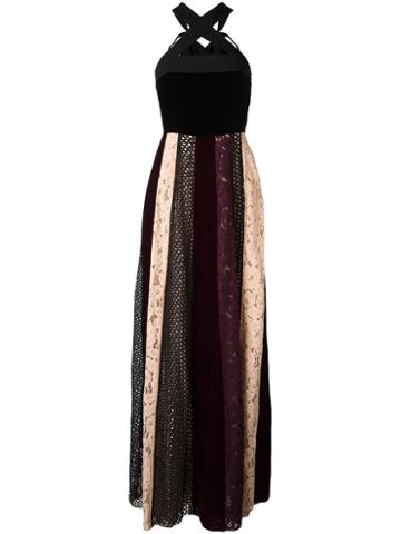 Lanvin Paneled Maxi Dress, Women's, Size: 38, Black, Viscose/polyamide/cotton/spandex/elastane