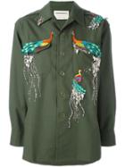 Night Market Peacock Embroidered Jacket, Women's, Size: Medium, Green, Cotton/polyester/glass/metal