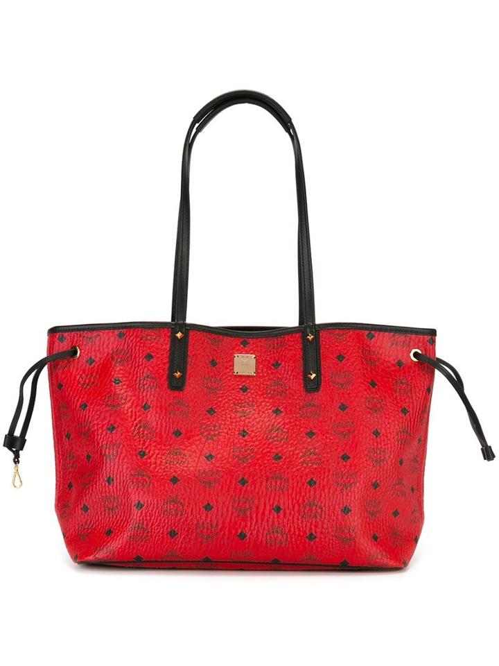 Mcm Logo Print Tote Bag, Women's, Red