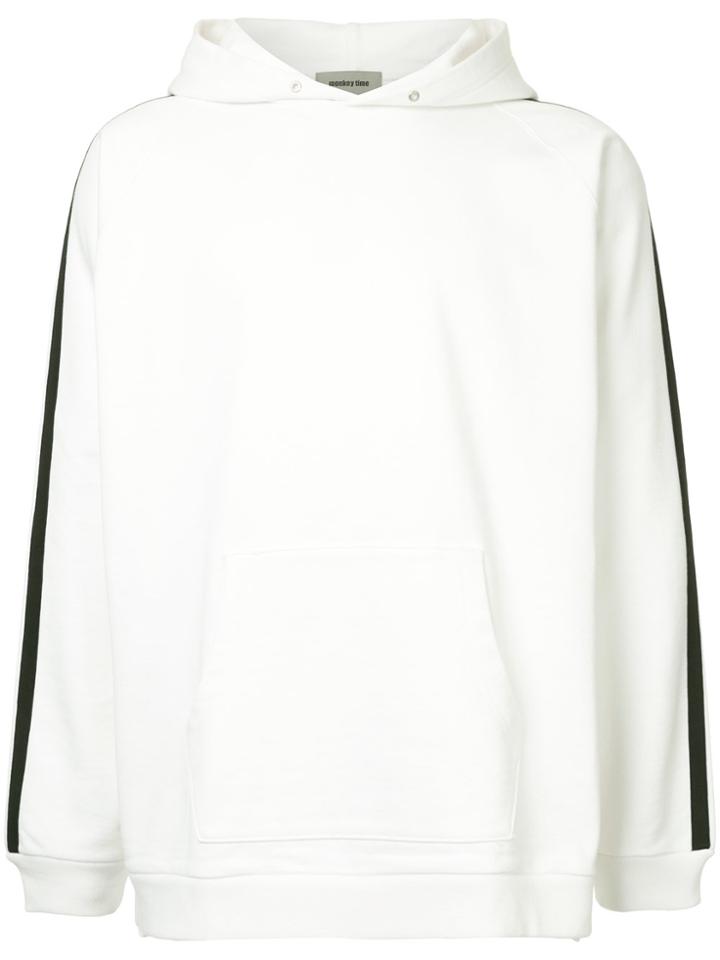 Monkey Time Striped Sleeves Hoodie - White
