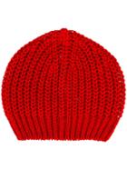 Rick Owens Ribbed Beanie, Adult Unisex, Red, Cotton