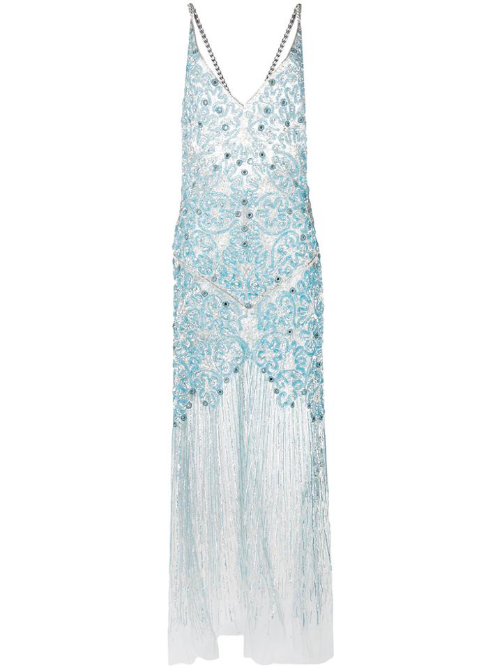 Amen Long Embellished Camisole Dress - Blue