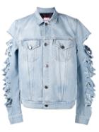 Palm Angels Cut-out Sleeves Denim Jacket, Men's, Size: Large, Blue, Cotton/polyester