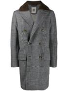 Eleventy Houndstooth Double Breasted Coat - Grey