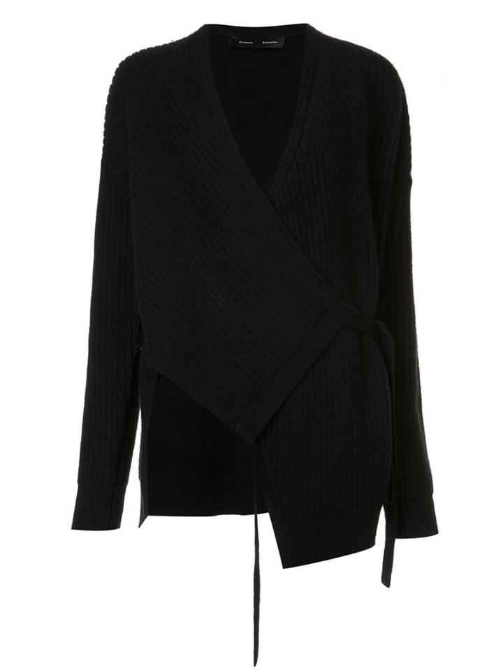 Proenza Schouler Asymmetric Wrap Cardigan, Women's, Size: Medium, Black, Elastodiene/cashmere/wool