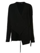 Proenza Schouler Asymmetric Wrap Cardigan, Women's, Size: Medium, Black, Elastodiene/cashmere/wool