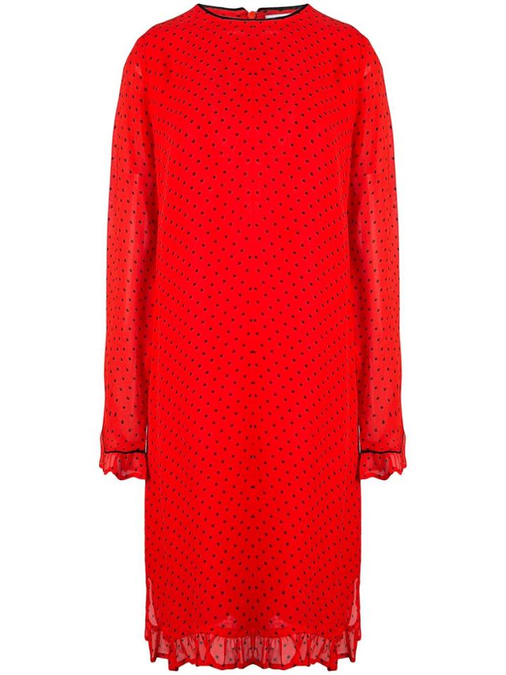 Ganni Polka Dot Shift Dress - Red