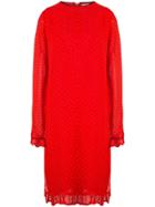 Ganni Polka Dot Shift Dress - Red