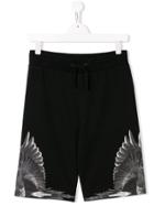 Marcelo Burlon County Of Milan Kids Teen Wings Print Shorts - Black