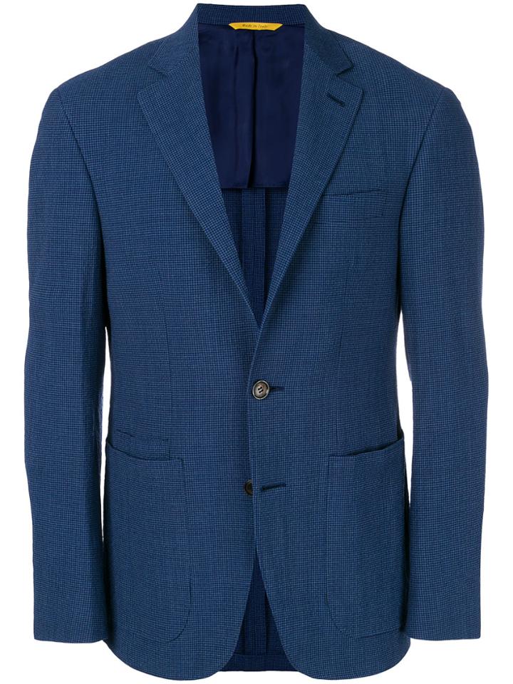Canali Checked Chaqueta Kei Blazer - Blue