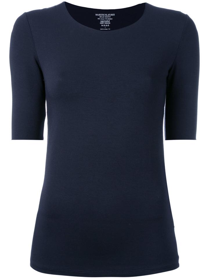 Majestic Filatures Half Sleeve Top, Women's, Size: I, Blue, Viscose/spandex/elastane