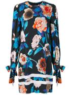 Msgm Floral Ribbon Detail Dress - Blue
